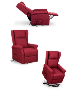 Poltrona con recliner elettrico "berg" tessuto bordeaux, 72,5x94x109 cm